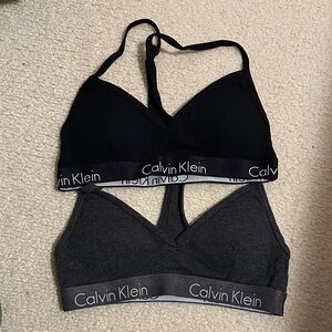 Calvin Klein Black and Gray Bralette Duo